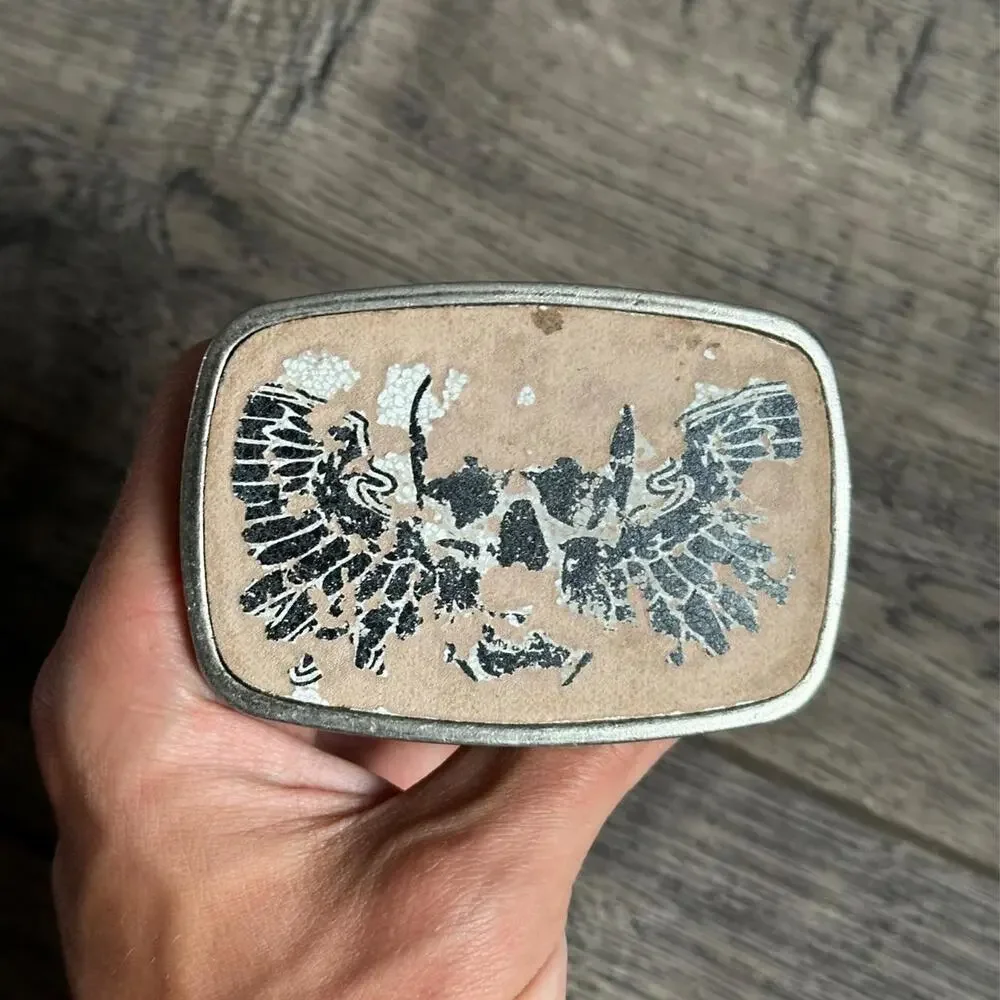 Vintage Y2K 00s Silver Heavy Chunky Metal Skull Biker Belt Buckle
